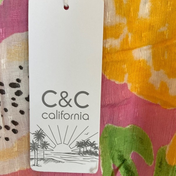 C&C California Pink Orange Mixed Fruit Cropped Tank  Size Small NWT Summer - Picture 3 of 9
